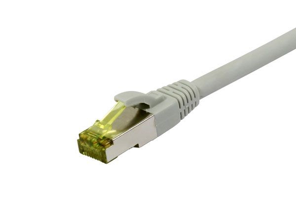 Patchkabel RJ45, CAT6A 500Mhz, 2m, grau, S-STP(S/FTP), TPE/LSZH(Ultraflex), AWG26, mit CAT7 Rohkabel, Synergy 21