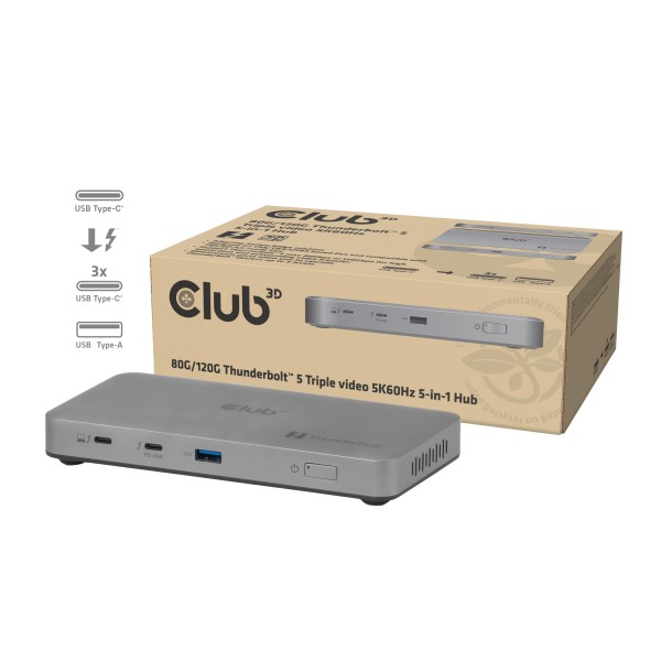 Club 3D Dockingstation - 5-1 Thunderbolt? 5 Hub Triple Video 5K60Hz Thunderbolt? Share zertifiziert 180W