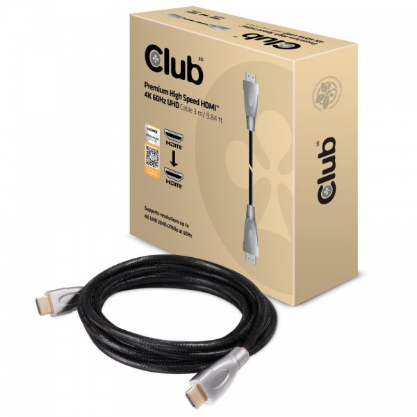 Club3D Cable HDMI Premium High Speed 4K60Hz, 3m